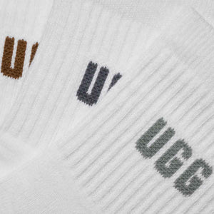 UGG Quinlin Logo Quarter 3 Pack Stormy Blue Chestnut Shaded Clover חבילת 3 גרביים