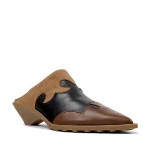 Camper Anita Brown Leather and Nubuck Semi-Open Shoes for Women נעלי קמפר לנשים