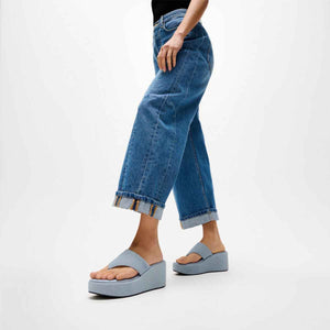 Fit Flop Platfformss Wedge Toe Post Light Denim סנדלי פיטפלופ לנשים