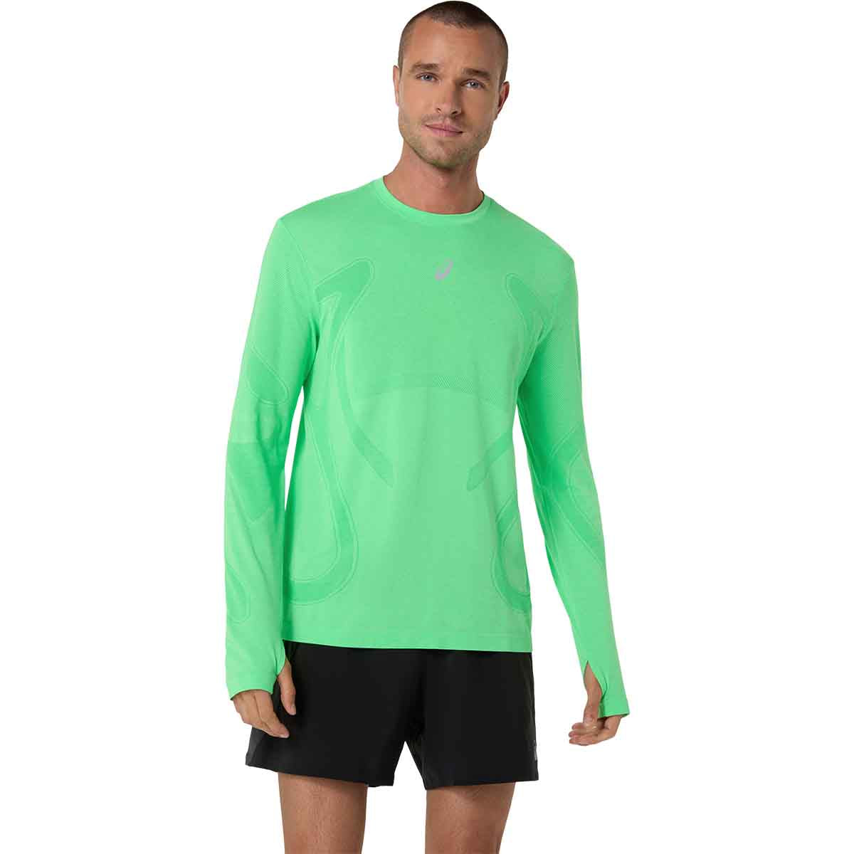 Asics Road Seamless LS Top Men Vital Green Illuminate Green חולצת ריצה לגברים