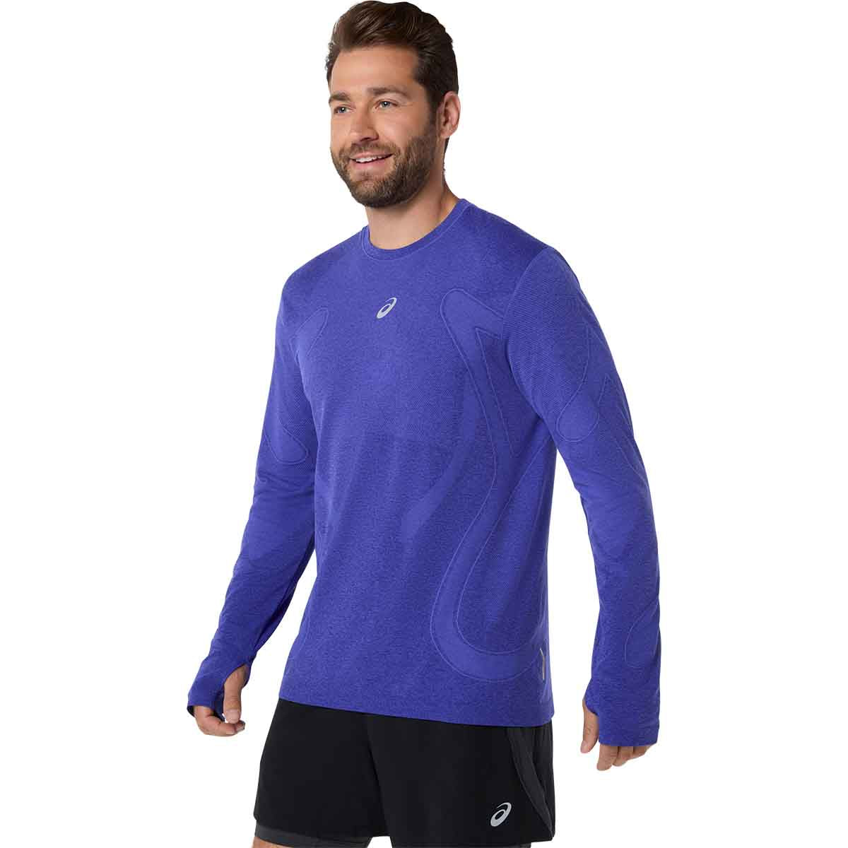 Asics Road Seamless LS Top Men Cobalt Burst Eggplant חולצת ריצה ארוכה לגברים