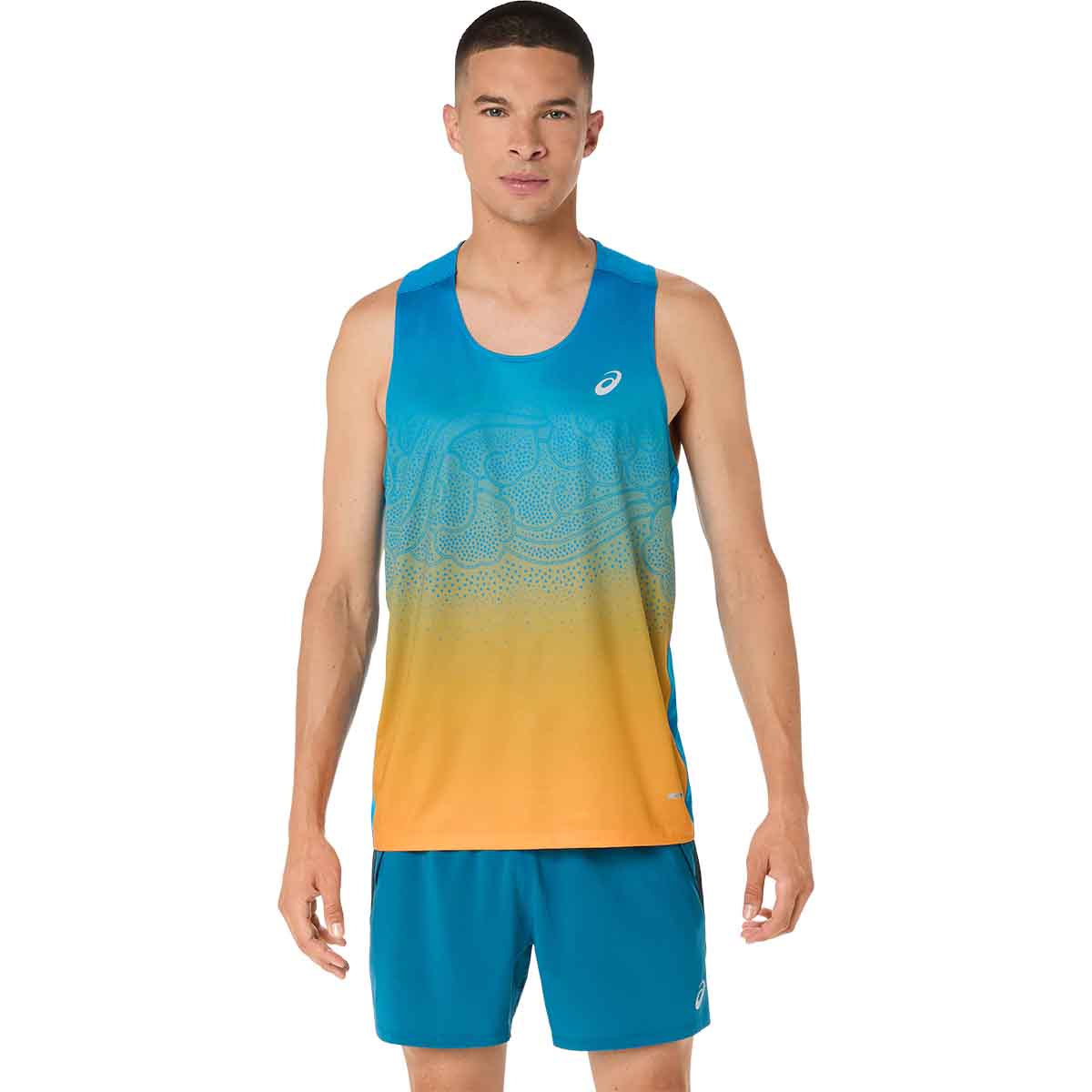 Asics Road Fade Singlet Men Aegean Blue Yamabuki גופיית ריצה אסיקס