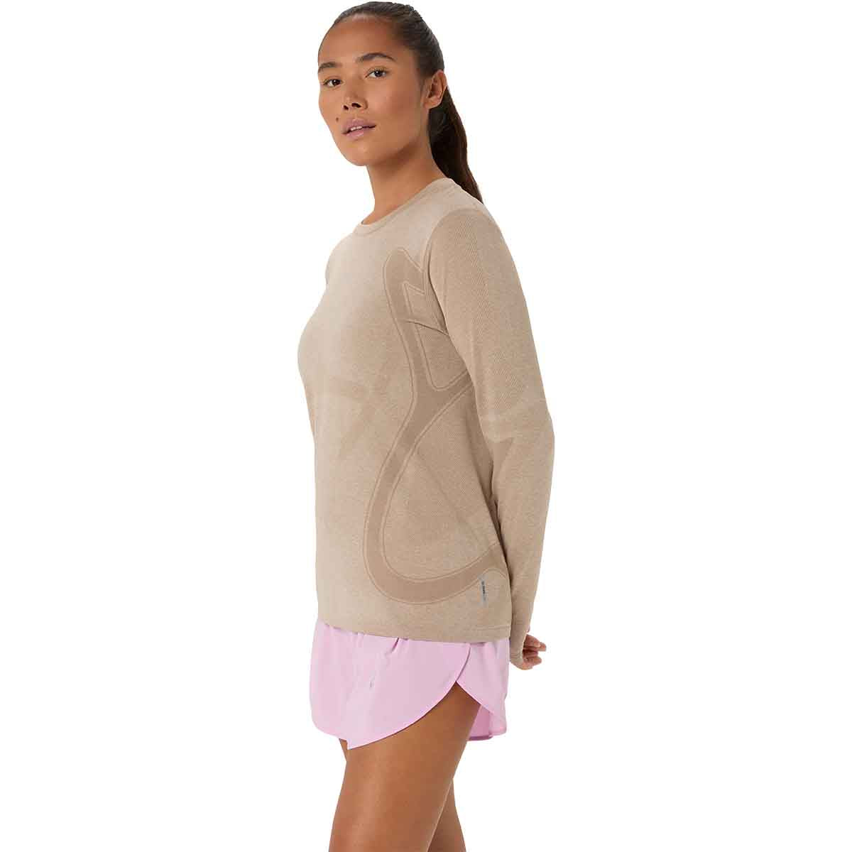 Asics Road Seamless LS Top Women Greige חולצת ריצה לנשים