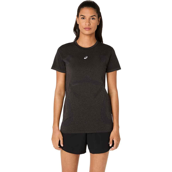 Asics Road Seamless SS Top Women Black Graphite Grey חולצת ריצה לנשים
