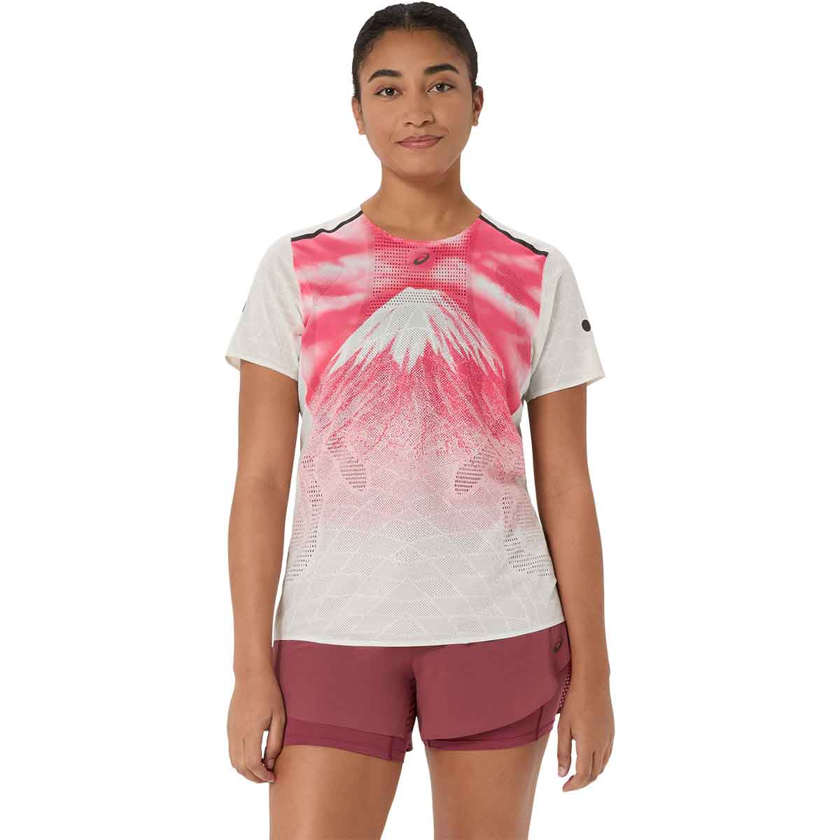 Asics Fujitrail Elite Graphic SS Top Women Cream חולצת ריצה לנשים