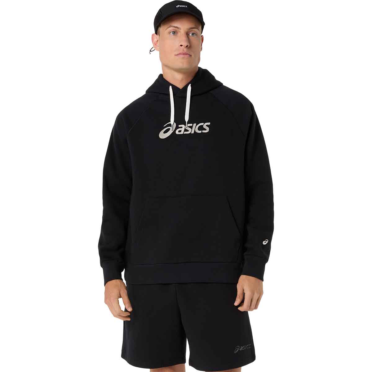 Asics Logo Fleece Hoodie Men Performance Black ג'קט אסיקס לגברים