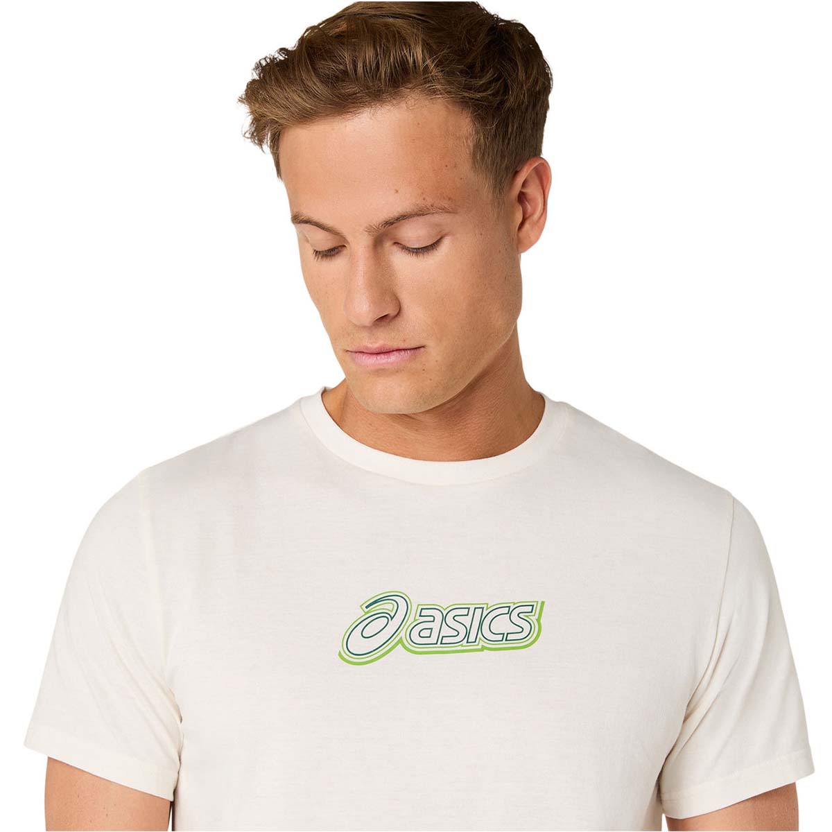 Asics Logo Graphic Tee Men Cream חולצת אסיקס גברים