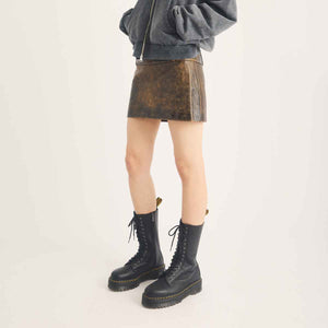 Dr. Martens Quad 1B99 Pisa Leather Mid Calf Lace Up Boots Black מגפי ד"ר מרטנס
