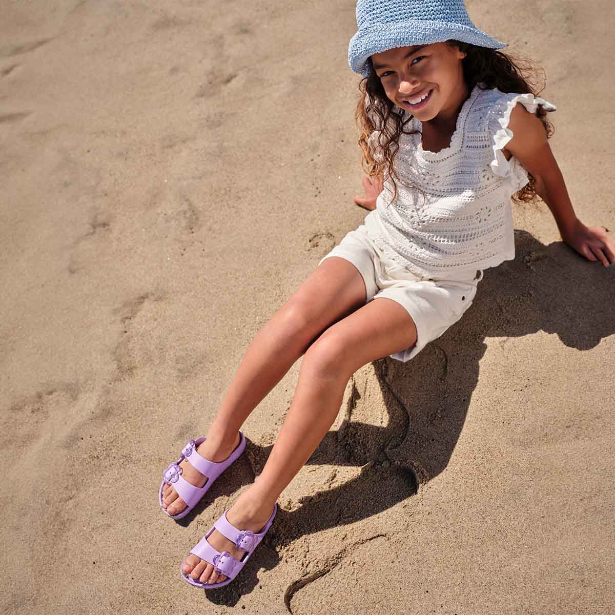 Birkenstock Arizona Flower EVA Kids Crocus כפכפי בירקנשטוק אריזונה פרח ילדים סגול