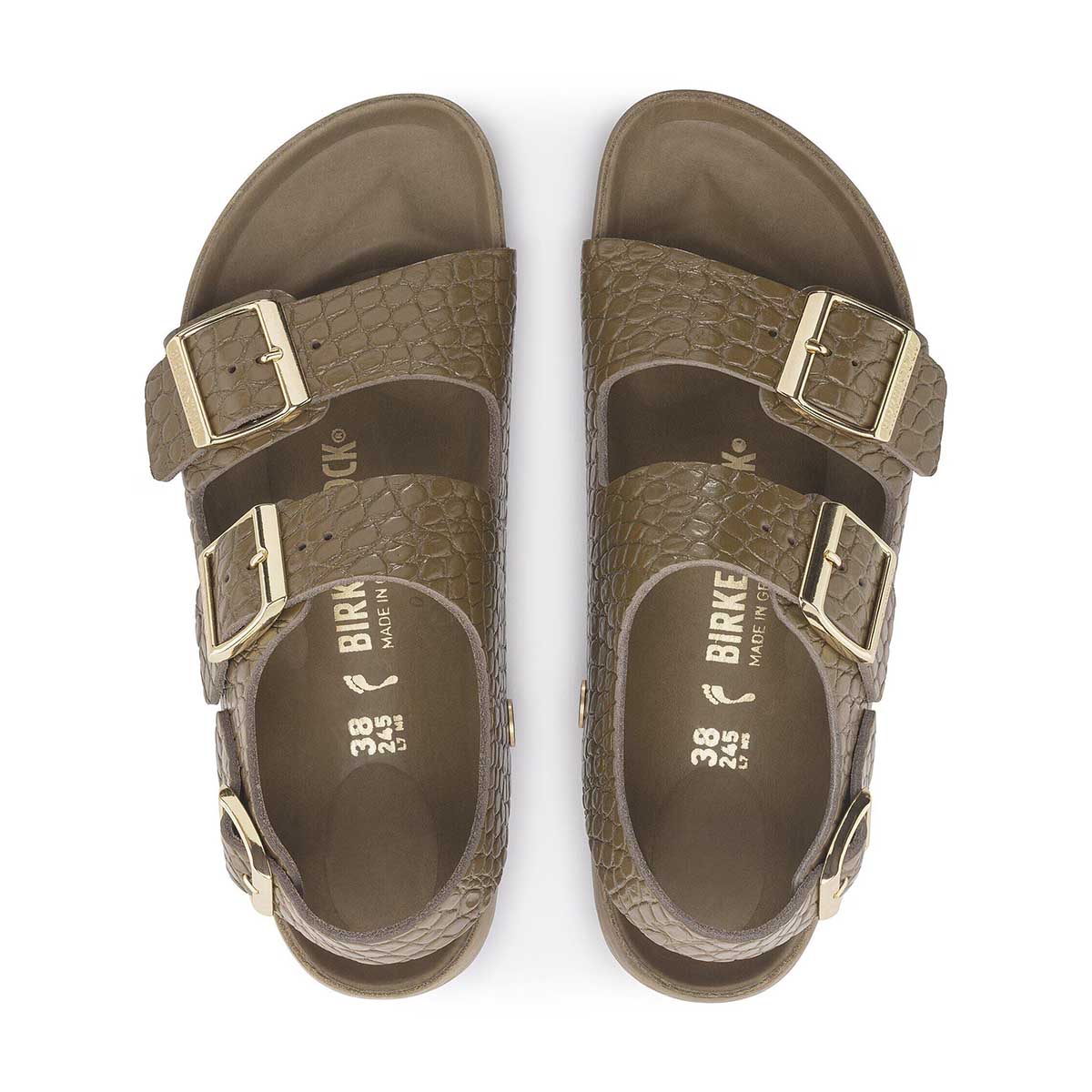 Birkenstock Milano Rivet Logo Emboss mud green סנדלי בירקנשטוק מילאנו לנשים