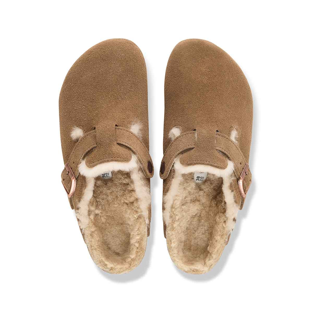 Birkenstock Boston Shearling Dark Tea כפכפי בירקנשטוק בוסטון לנשים
