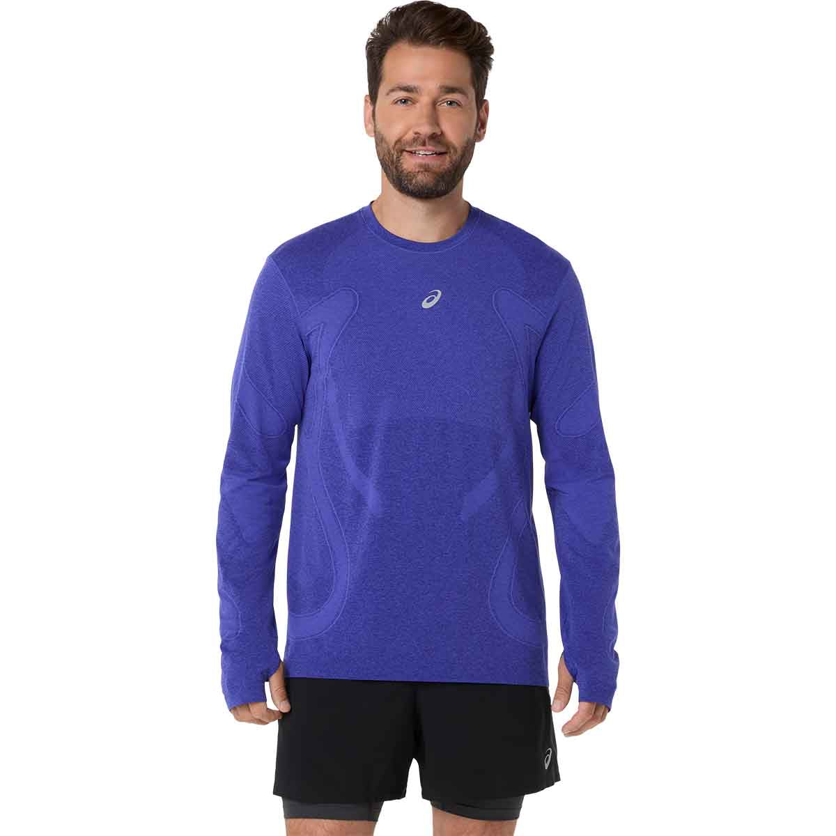 Asics Road Seamless LS Top Men Cobalt Burst Eggplant חולצת ריצה ארוכה לגברים