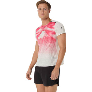 Asics Fujitrail Elite Graphic SS Top Men Cream חולצת ריצה לגברים