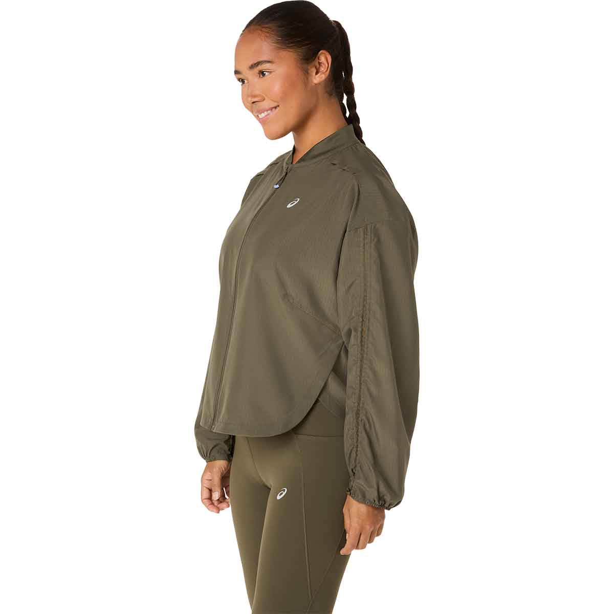 Asics Nagino Run Adjustable Jacket Women Dark Olive ג'קט ריצה אסיקס לנשים