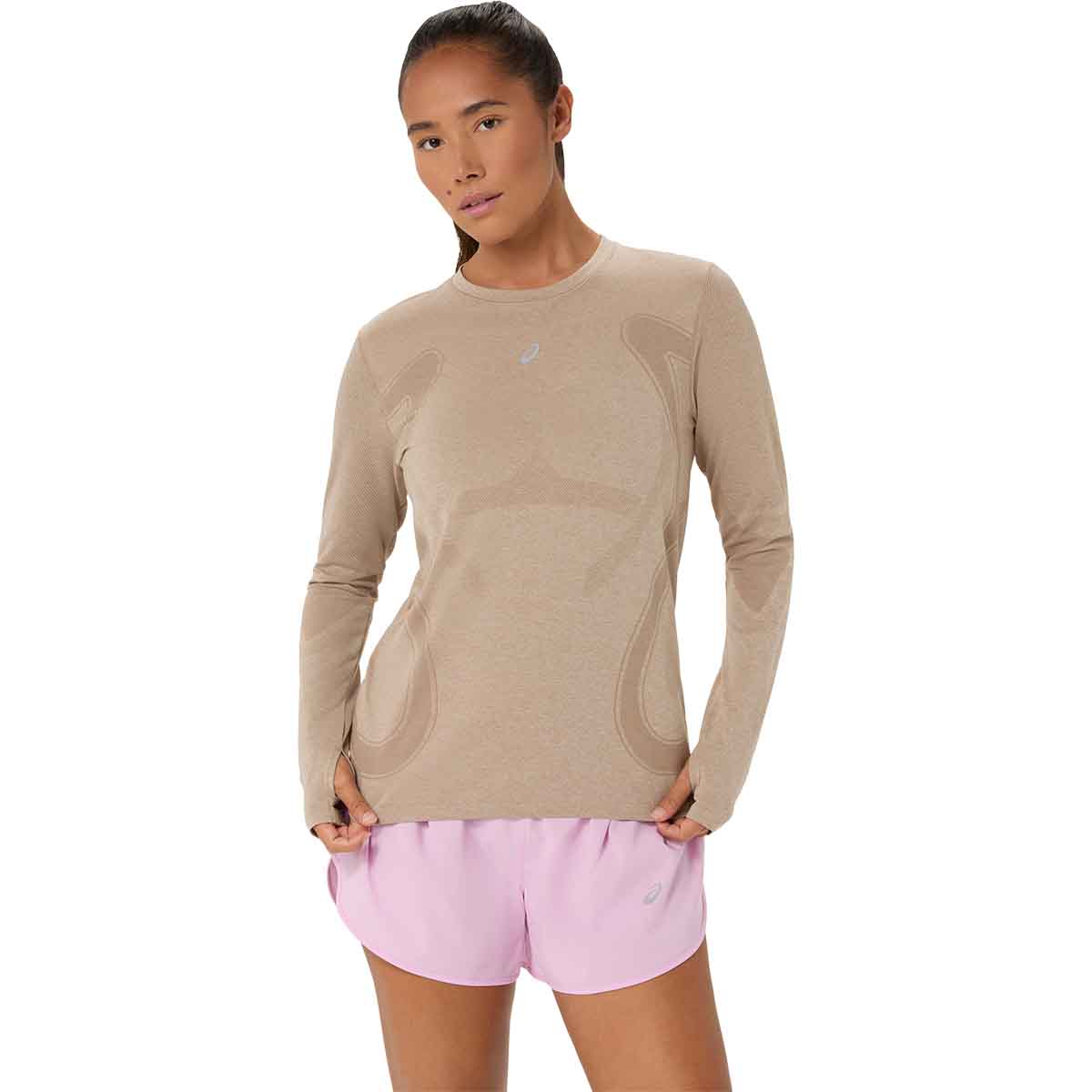 Asics Road Seamless LS Top Women Greige חולצת ריצה לנשים