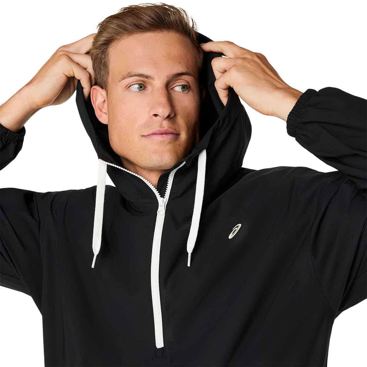 Asics Heritage Double Weave Relaxed Anorak Unisex Performance Black Cream ג'קט אסיקס יוניסקס