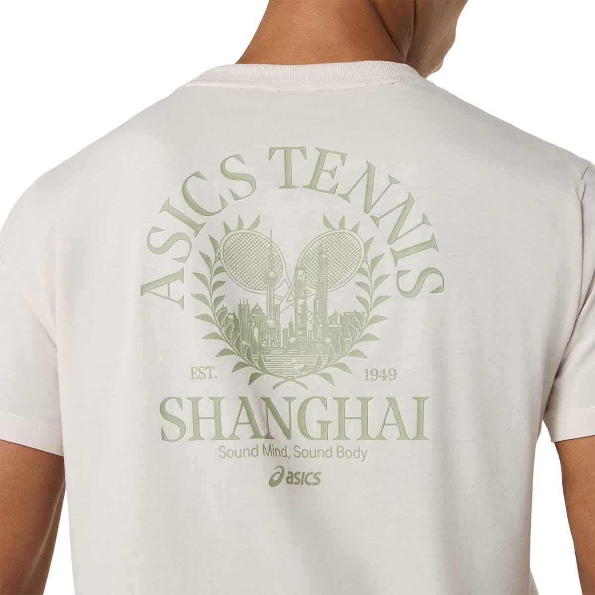 Asics Game Seasonal Graphic Tee Men Soft Oat חולצת טניס לגברים
