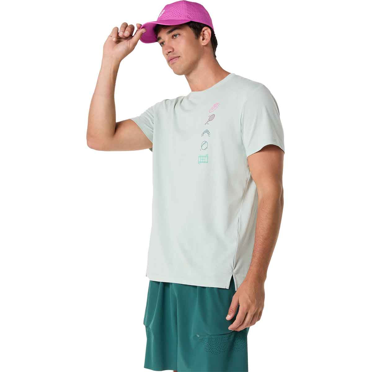 Asics Game Seasonal Graphic Tee Men Cold Moss חולצת טניס לגברים