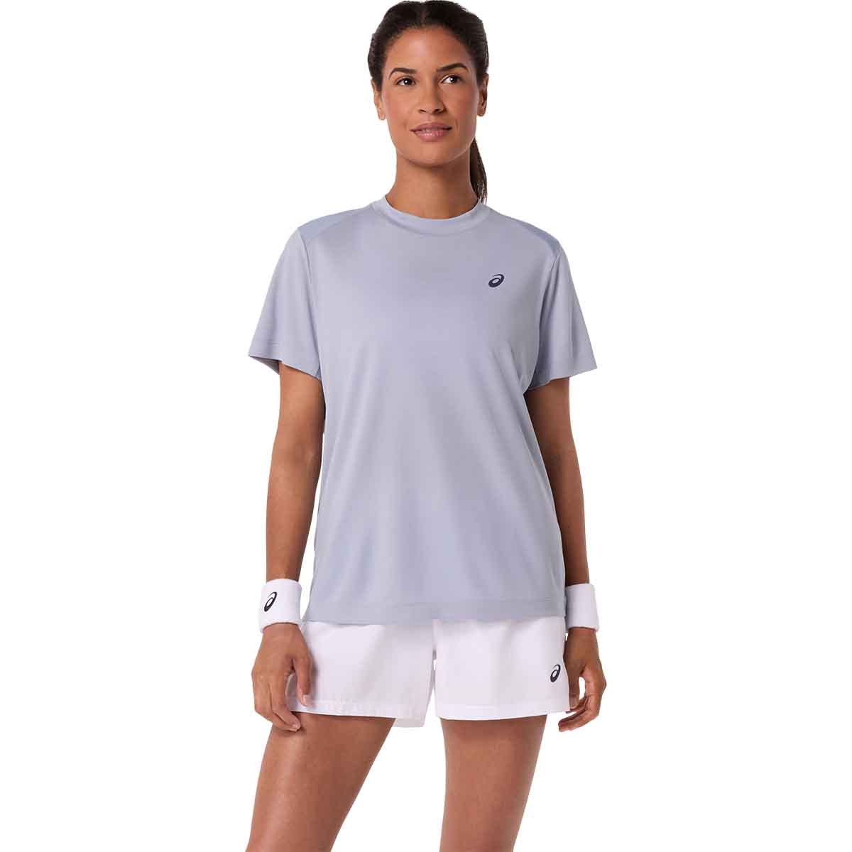 Asics Court SS Top Women Grey Blue חולצת טניס לנשים