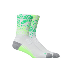 Asics Performance Run Sock Crew Unisex White Green גרבי ריצה ארוכות