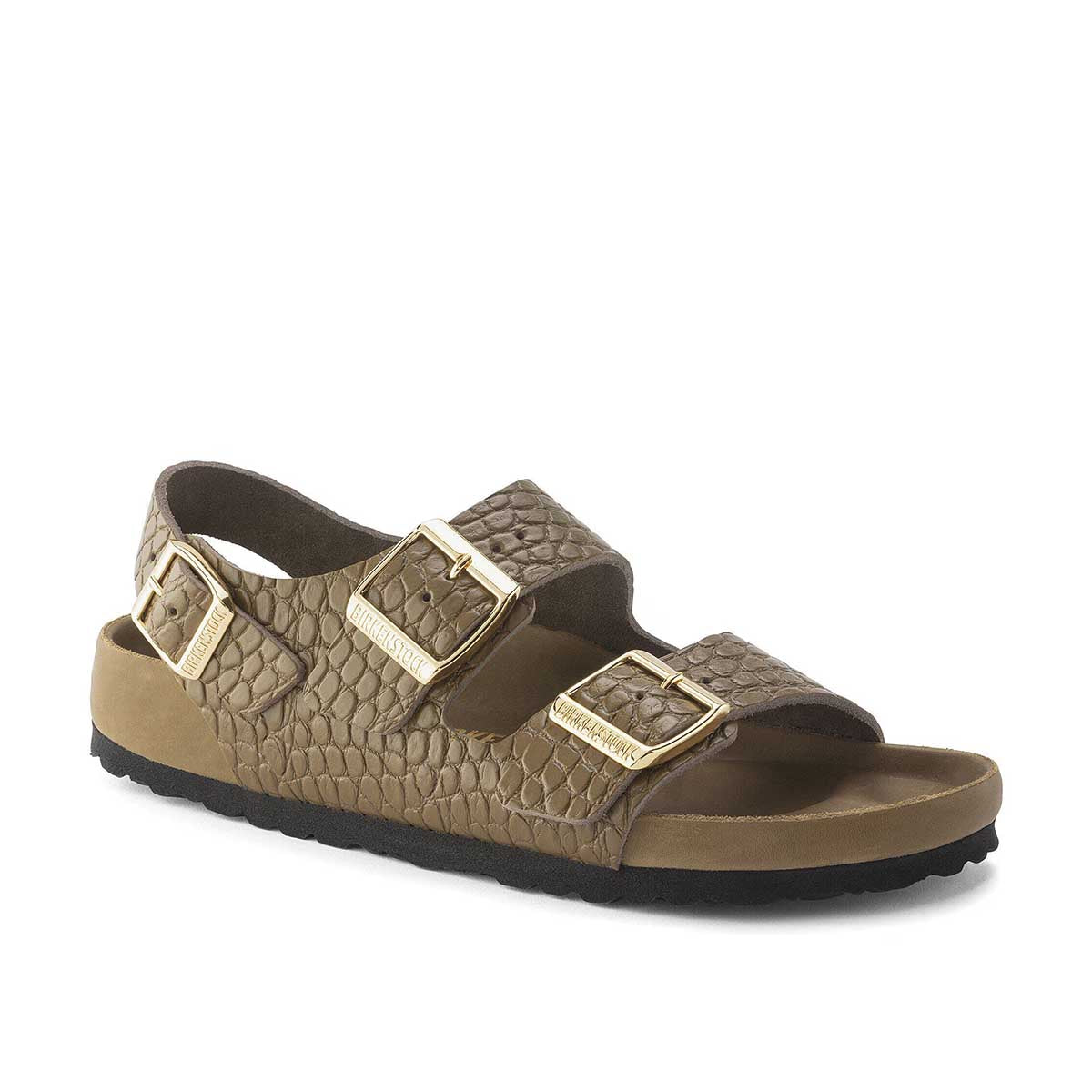 Birkenstock Milano Rivet Logo Emboss mud green סנדלי בירקנשטוק מילאנו לנשים