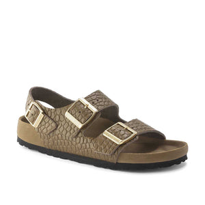 Birkenstock Milano Rivet Logo Emboss mud green סנדלי בירקנשטוק מילאנו לנשים