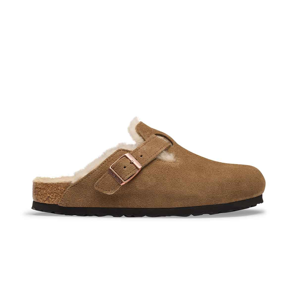 Birkenstock Boston Shearling Dark Tea כפכפי בירקנשטוק בוסטון לנשים