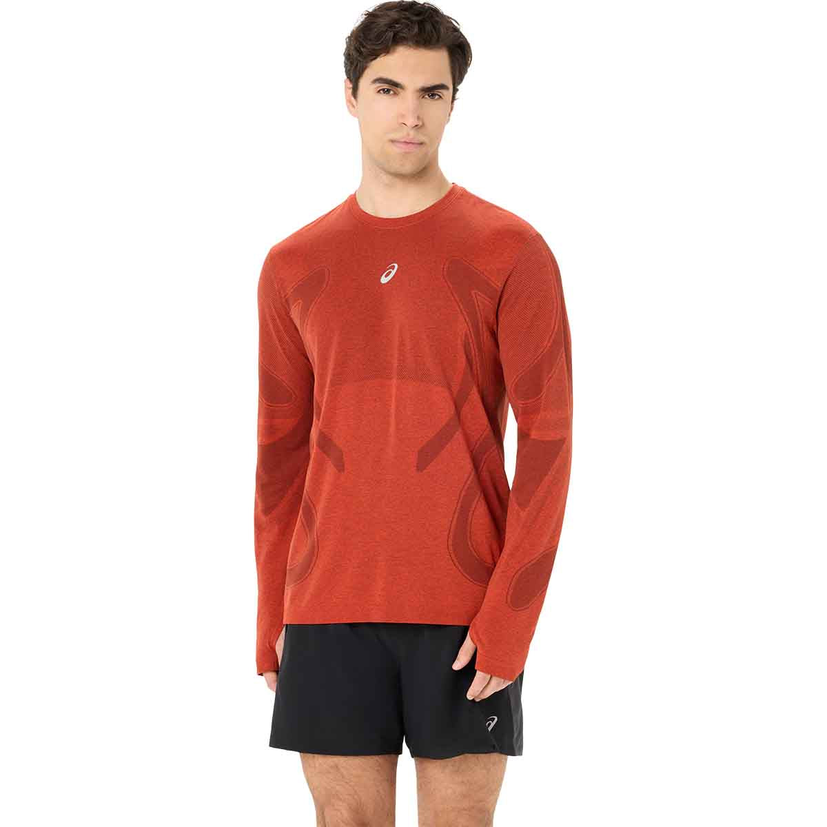 Asics Road Seamless LS Top Men Singed Red חולצת ריצה ארוכה לגברים