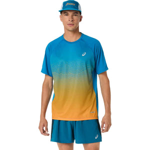Asics Road Fade SS Top Men Aegean Blue Yamabuki חולצת ריצה לגברים