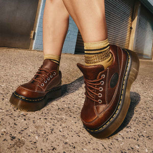 Dr. Martens Buzz 5-Eye Grizzly Leather Shoes Dark Brown נעלי ד"ר מרטנס לנשים