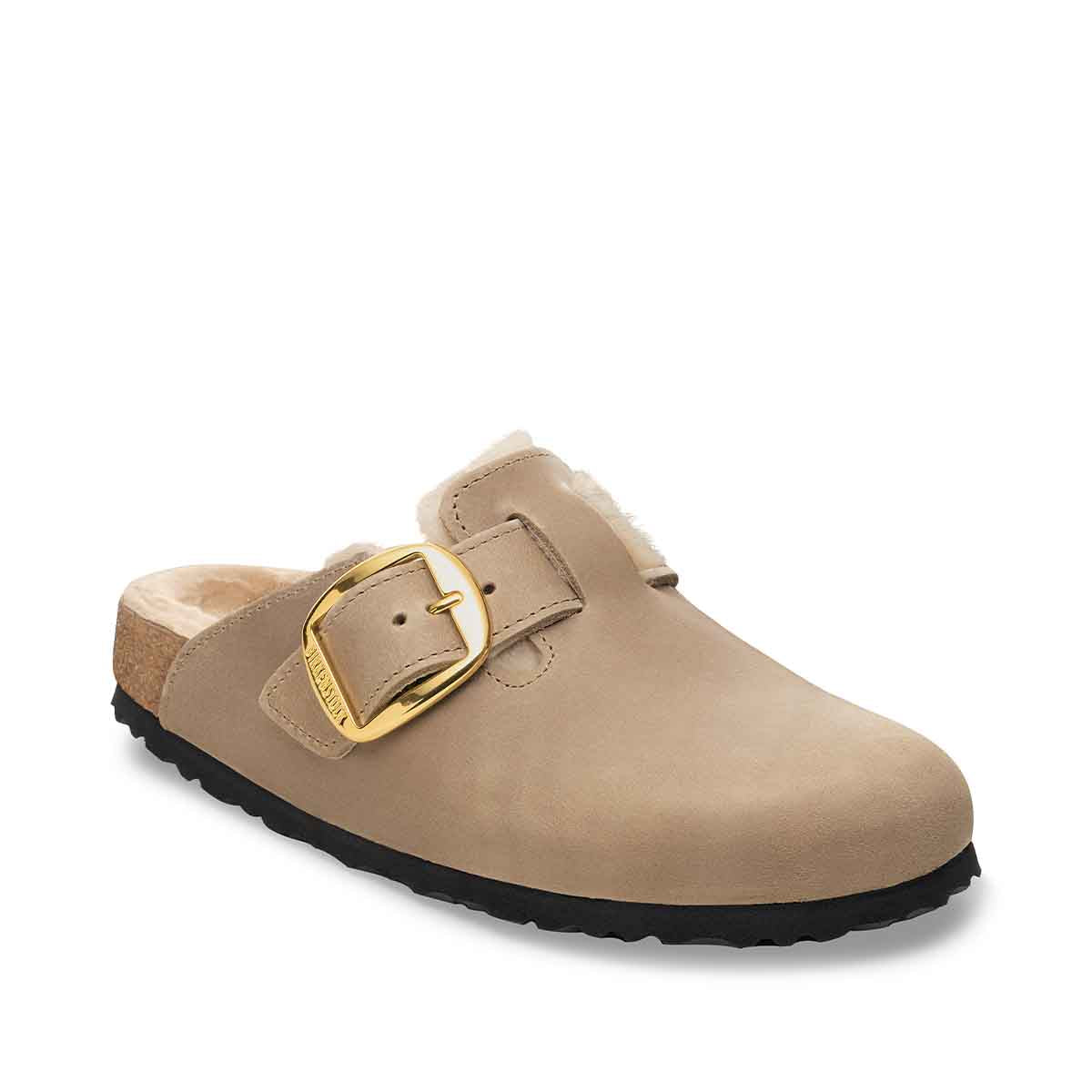 Birkenstock Boston Big Buckle Shearling Tabacco Brown כפכפי בירקנשטוק בוסטון פרווה לנשים