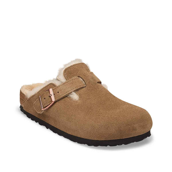 Birkenstock Boston Shearling Dark Tea כפכפי בירקנשטוק בוסטון לנשים