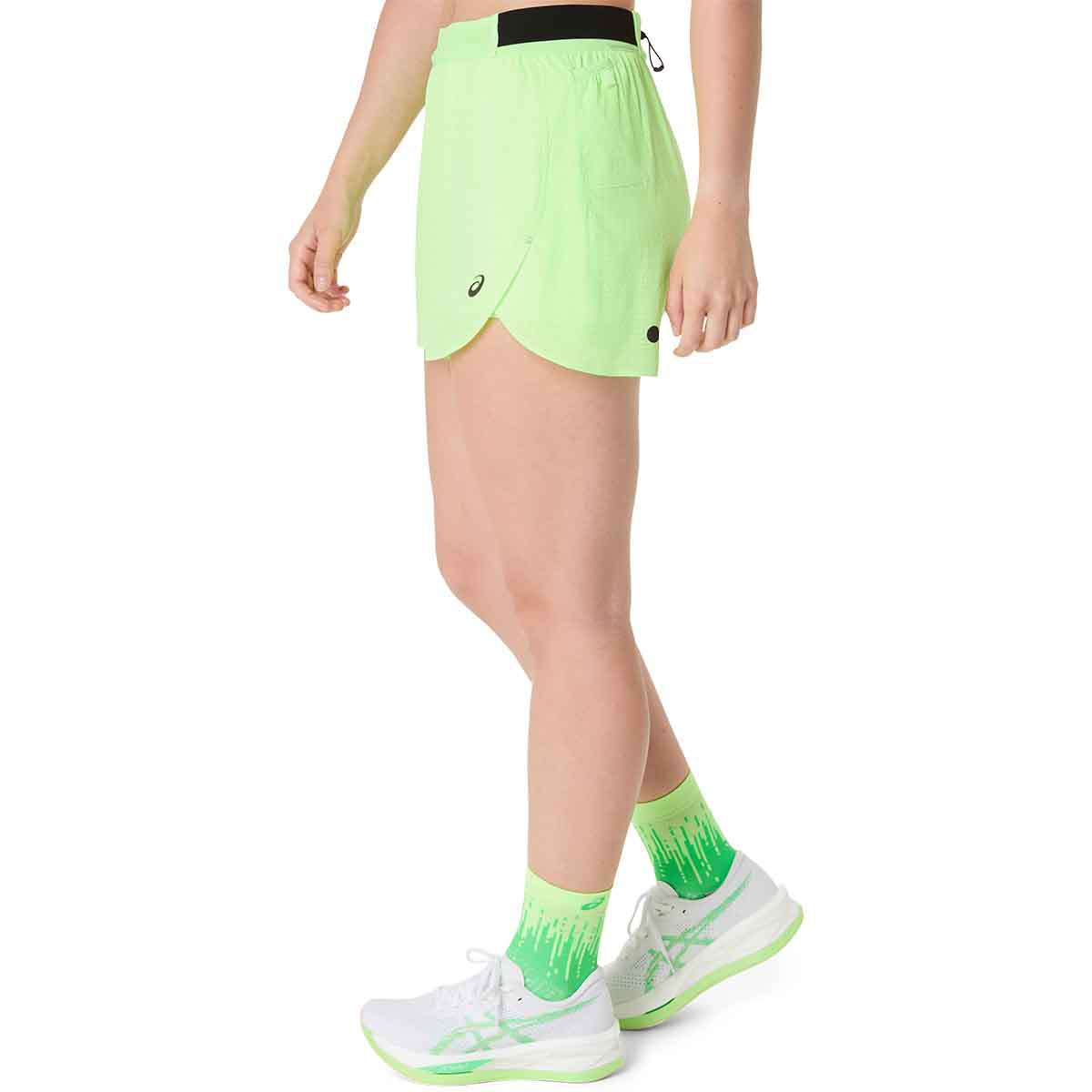 Asics Metarun Split Shorts Women Illuminate Green מכנסי ריצה לנשים