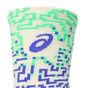 Asics Performance Run Sock Crew Unisex Ivory Cobalt Burst Vital Green גרבי ריצה ארוכות