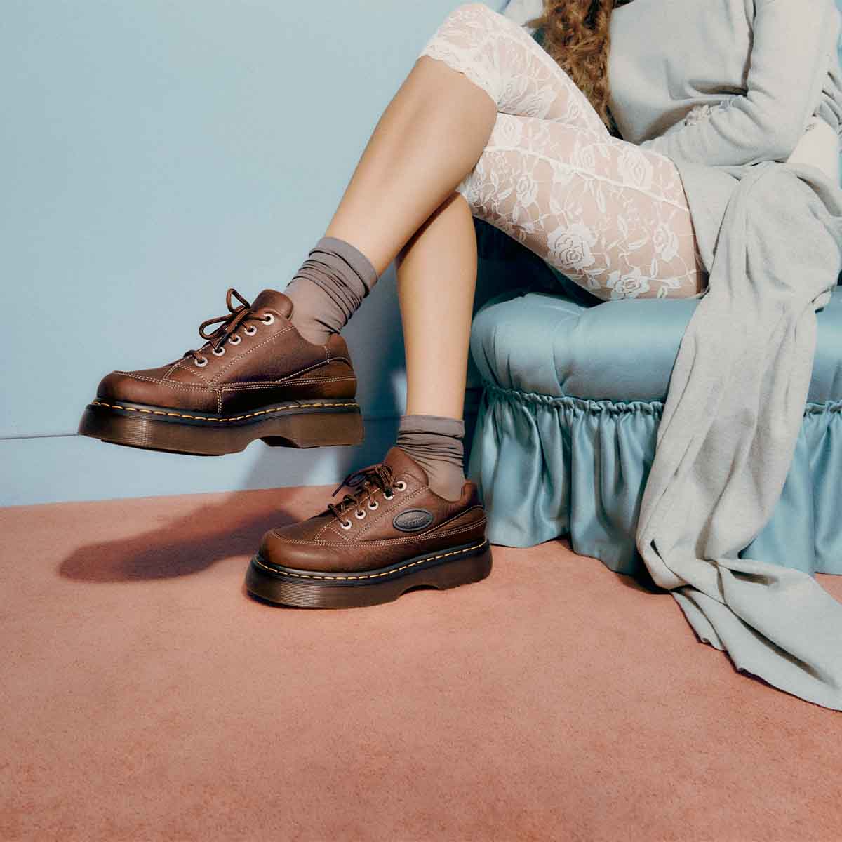 Dr. Martens Buzz 5-Eye Grizzly Leather Shoes Dark Brown נעלי ד"ר מרטנס לנשים