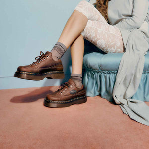 Dr. Martens Buzz 5-Eye Grizzly Leather Shoes Dark Brown נעלי ד"ר מרטנס לנשים