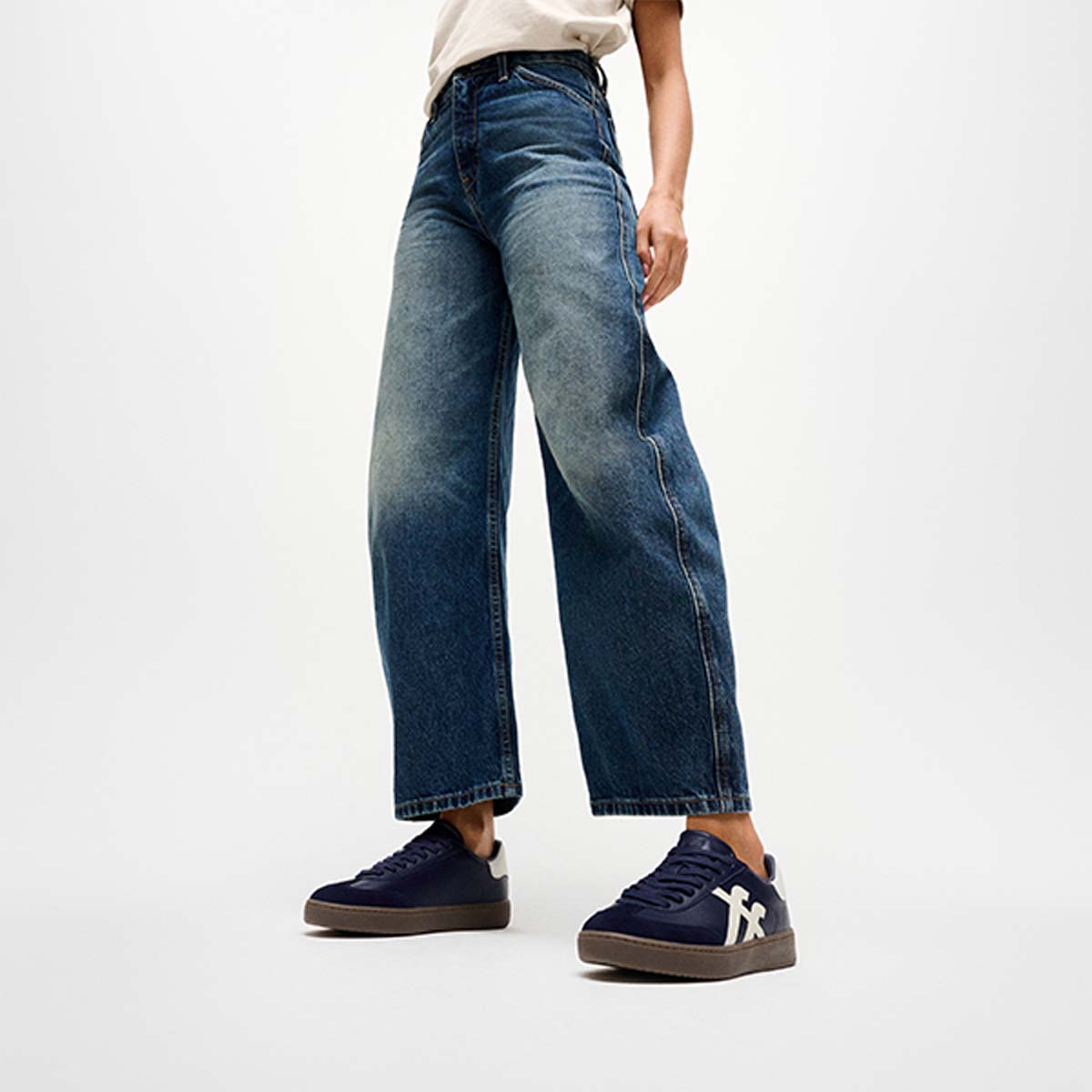 Fit Flop The Dash FF Sneaker T-Toe - Navy White סניקרס פיט פלופ לנשים
