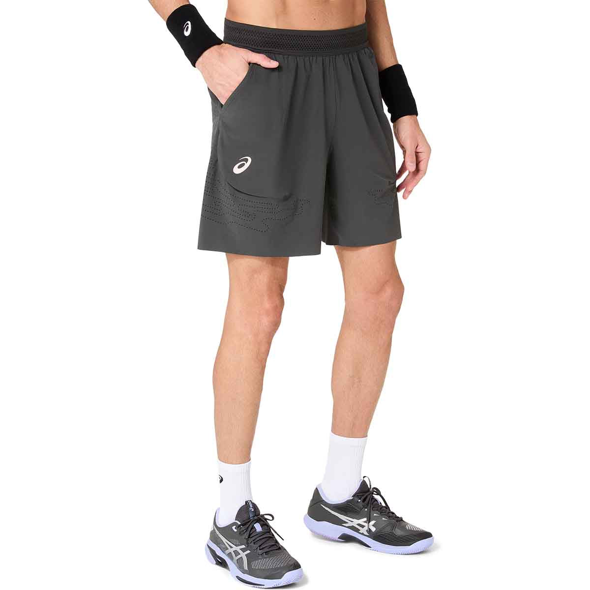 Asics Match Laser Cut 7In Short Men Graphite Grey Night Energy מכנסי טניס לגברים
