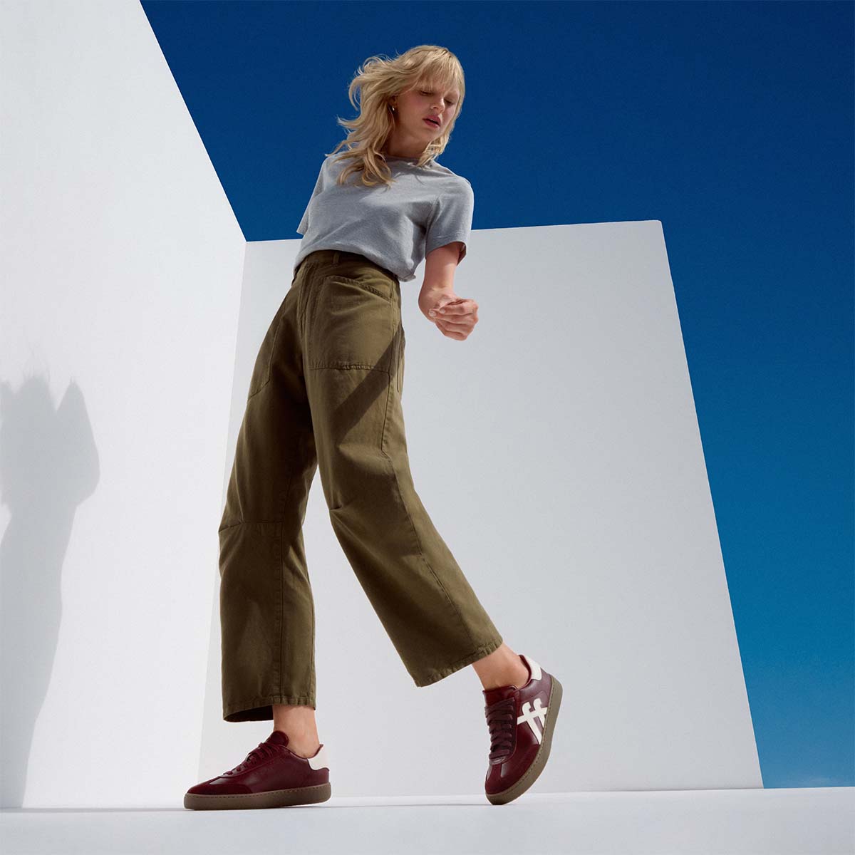 Fit Flop The Dash FF Sneaker T-Toe - Dark Merlot White סניקרס פיט פלופ נשים
