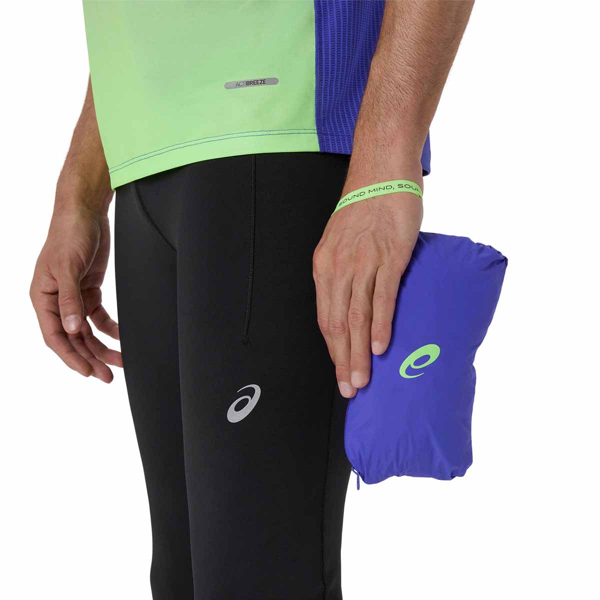 Asics Road Packable Jacket Men Cobalt Burst Illuminate Green ג'קט גברים לריצה