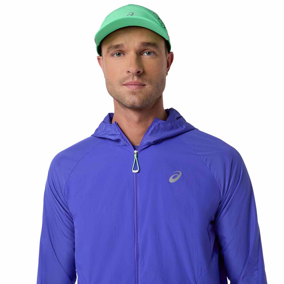 Asics Road Packable Jacket Men Cobalt Burst Illuminate Green ג'קט גברים לריצה