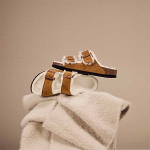 Birkenstock Arizona Sheepskin Mink בירקנשטוק כפכפי אריזונה נשים