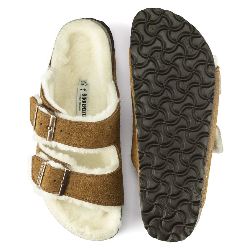 Birkenstock Arizona Sheepskin Mink בירקנשטוק כפכפי אריזונה נשים
