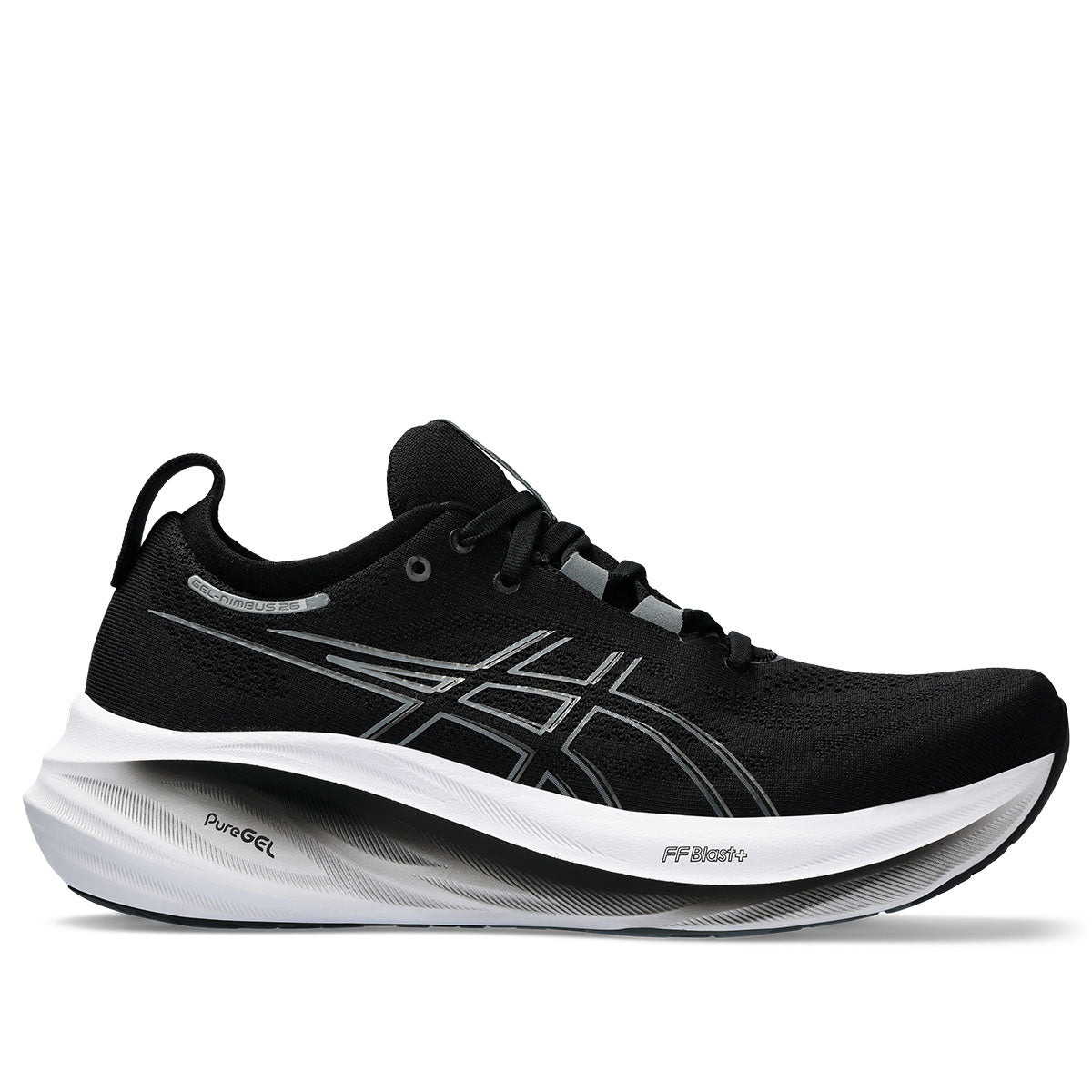 Asics Gel Nimbus 26 Men 2E Black Grey ג'ל נימבוס  26 לגברים רחבות