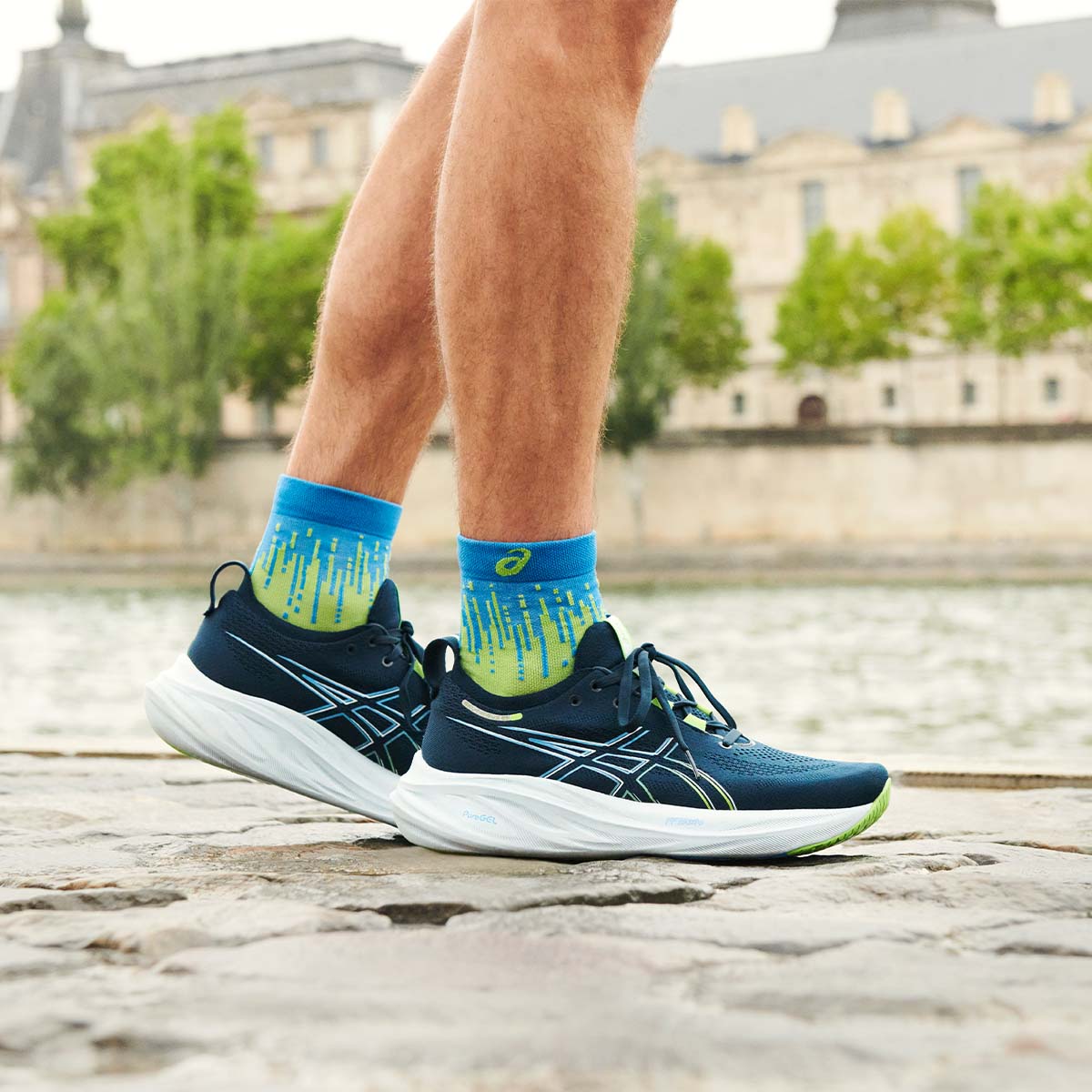 Asics Gel Nimbus 26 Men Blue Lime ג'ל נימבוס 26 לגברים