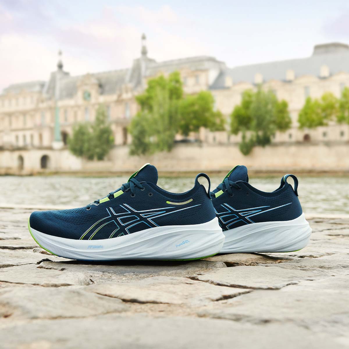 Asics Gel Nimbus 26 Men Blue Lime ג'ל נימבוס 26 לגברים