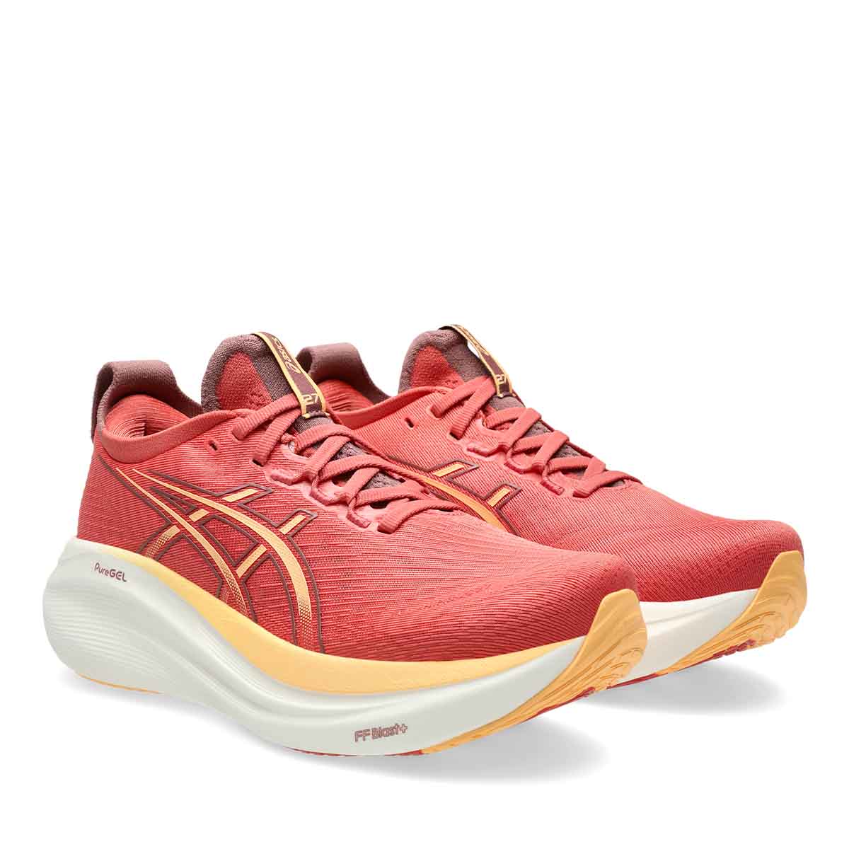 Asics Gel Nimbus 27 Women Dark Pink Clay Orange Glow נעלי ריצה ג`ל נימבוס 27 לנשים