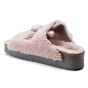 Birkenstock Arizona Big Buckle Platform Fur Rose כפכפי נשים בירקנשטוק
