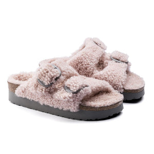 Birkenstock Arizona Big Buckle Platform Fur Rose כפכפי נשים בירקנשטוק