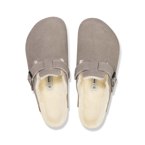 Birkenstock Boston Fell Stone Coin כפכפי בירקנשטוק בוסטון פרווה סטון